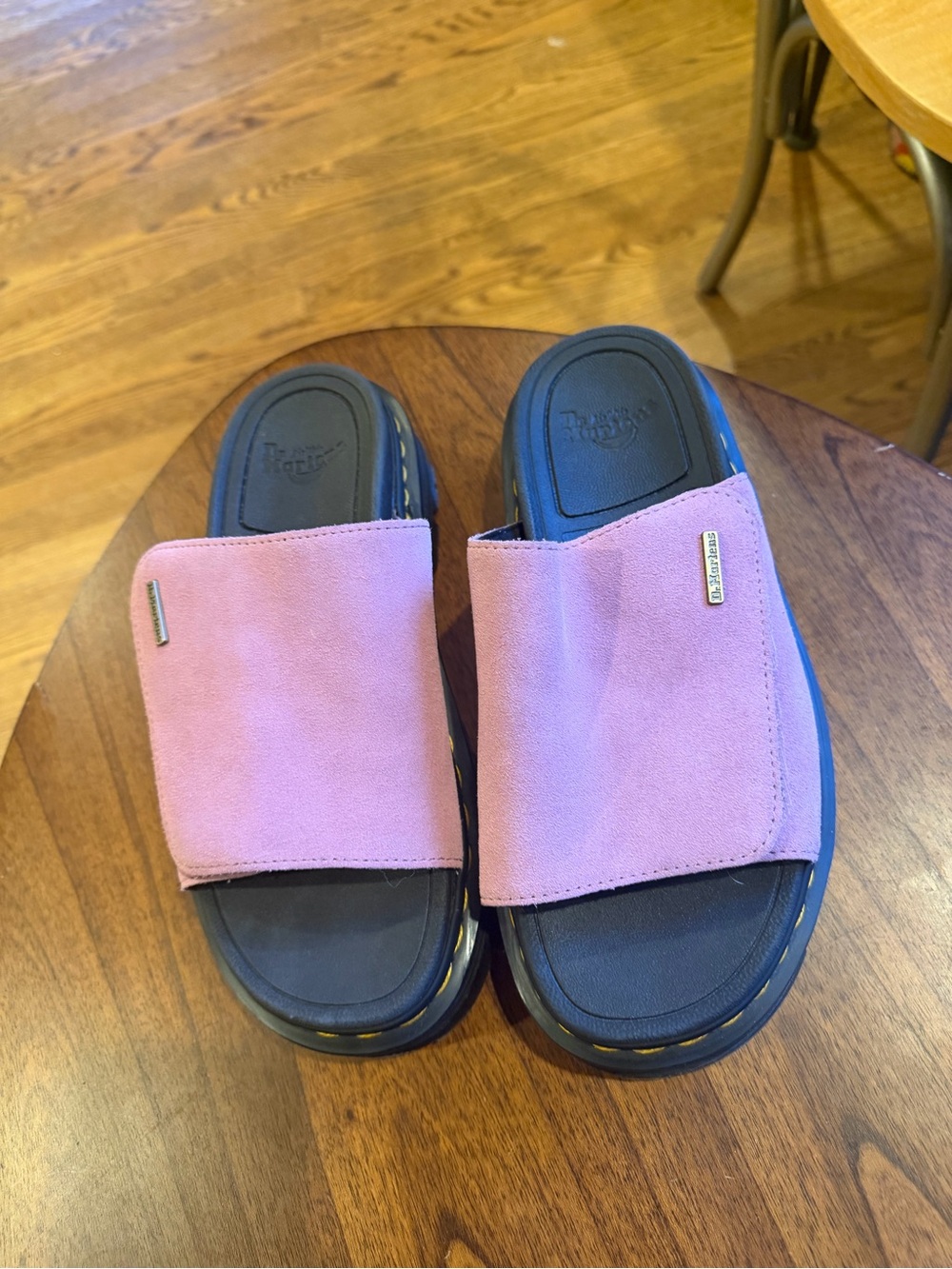 Dr. Martens Pink Suede Slide Mules